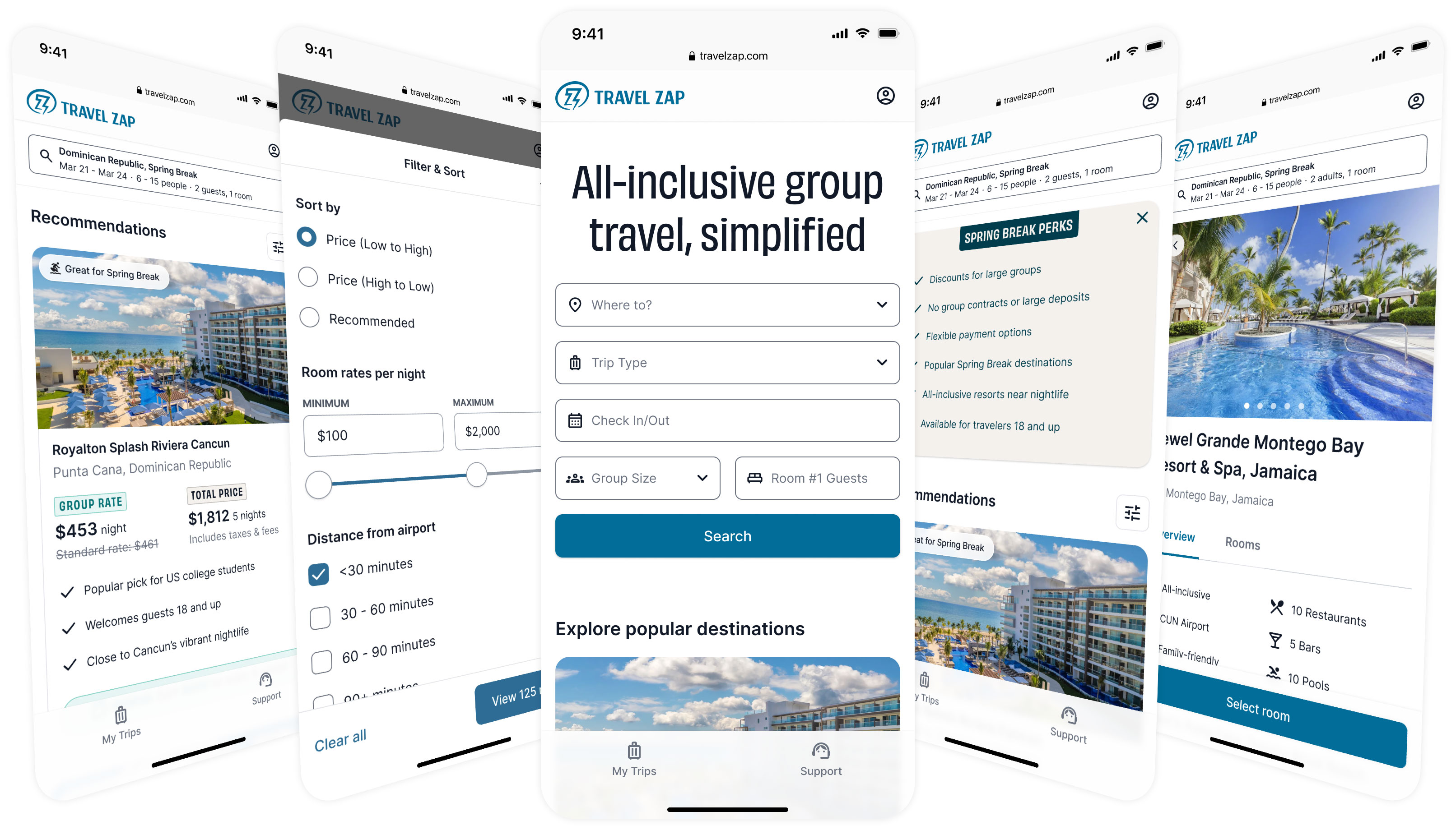 Travel Zap User Interface design for mobile.